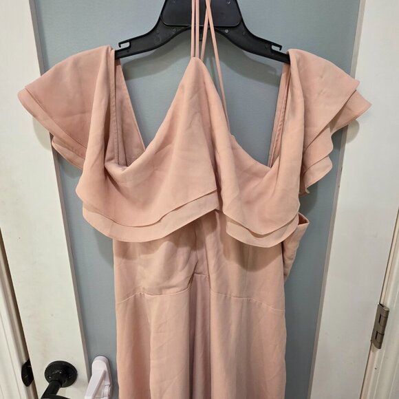 City Chic Pink Wrap Maxi Dress 18 | Cold Shoulder Strappy Formal Gown - Picture 11 of 16